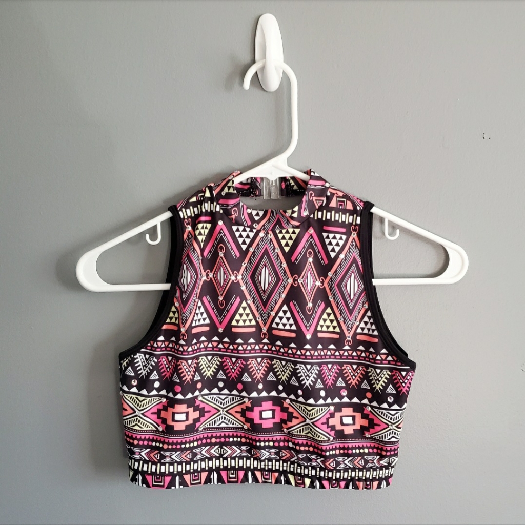 Patterned Stretch Crop Top